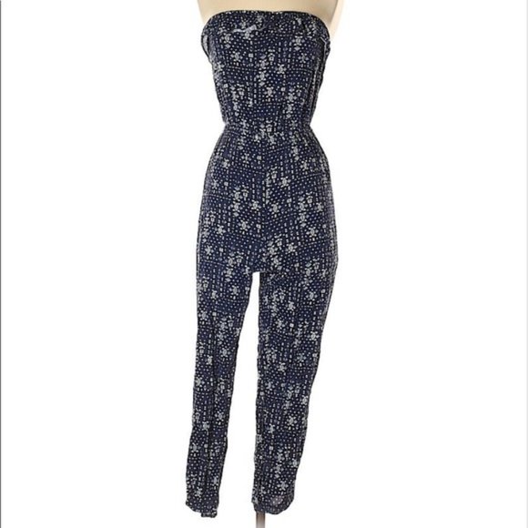 Hollister jumpsuit Small strapless geometric Aztec tribal print ruffle boho - Picture 11 of 12